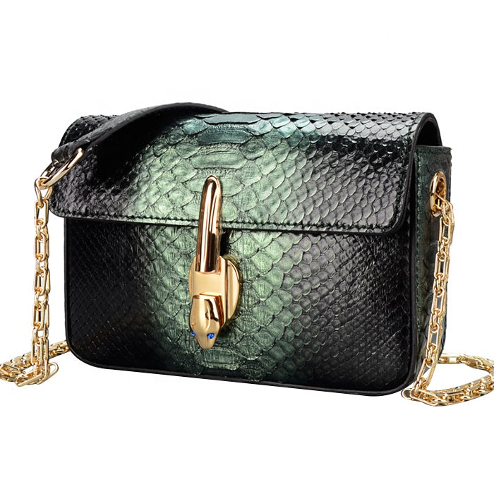 New Design Authentic Ptyhon Snake Skin Women's  Evening Bag With Chain - jranter