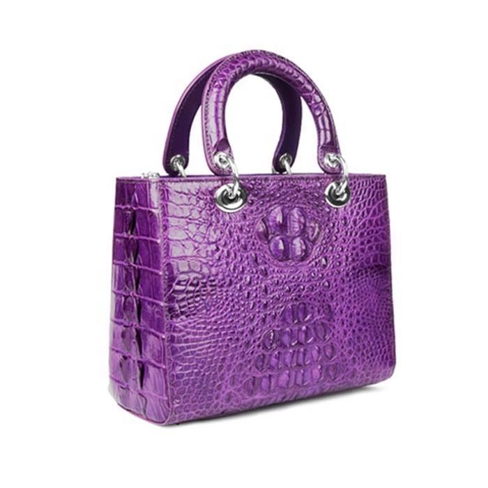 Handmade Genuine Crocodile Hornback Leather Handbag For Women