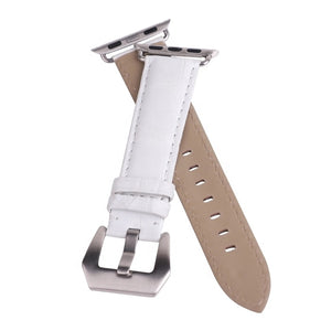White Crocodile Leather 20mm Watch Band For Apple Watch - jranter