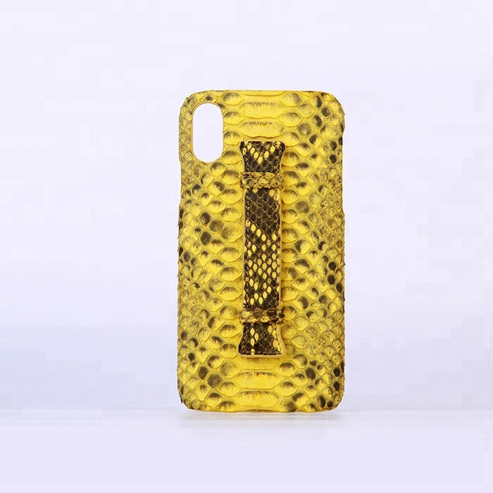 Custom genuine python leather case for iphone x with handle - jranter
