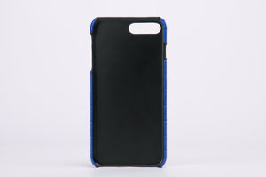 Blue Embossed Croc Leather iPhone 7/8 Plus Case - jranter