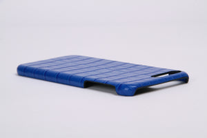 Blue Embossed Croc Leather iPhone 7/8 Plus Case - jranter