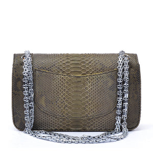 Women Real Python Leather Chain Bag - jranter